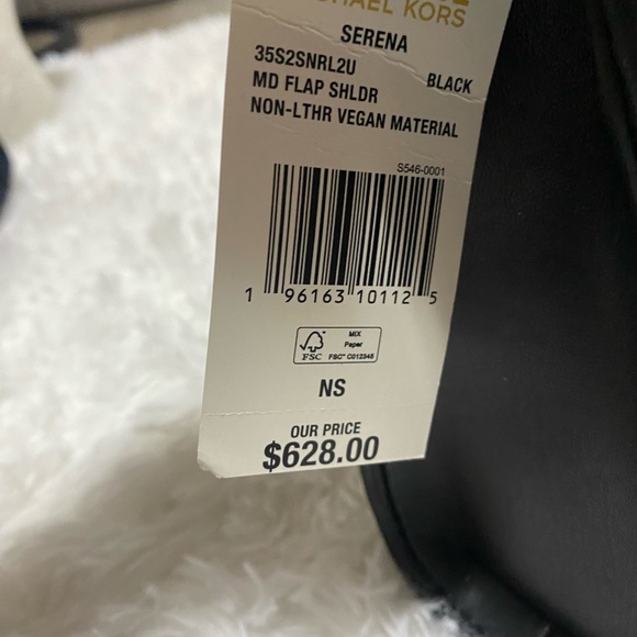 Michael Michael Kors Serena Flap Shoulder Vegan Leather Shoulder Bag Black New - Picture 4 of 10